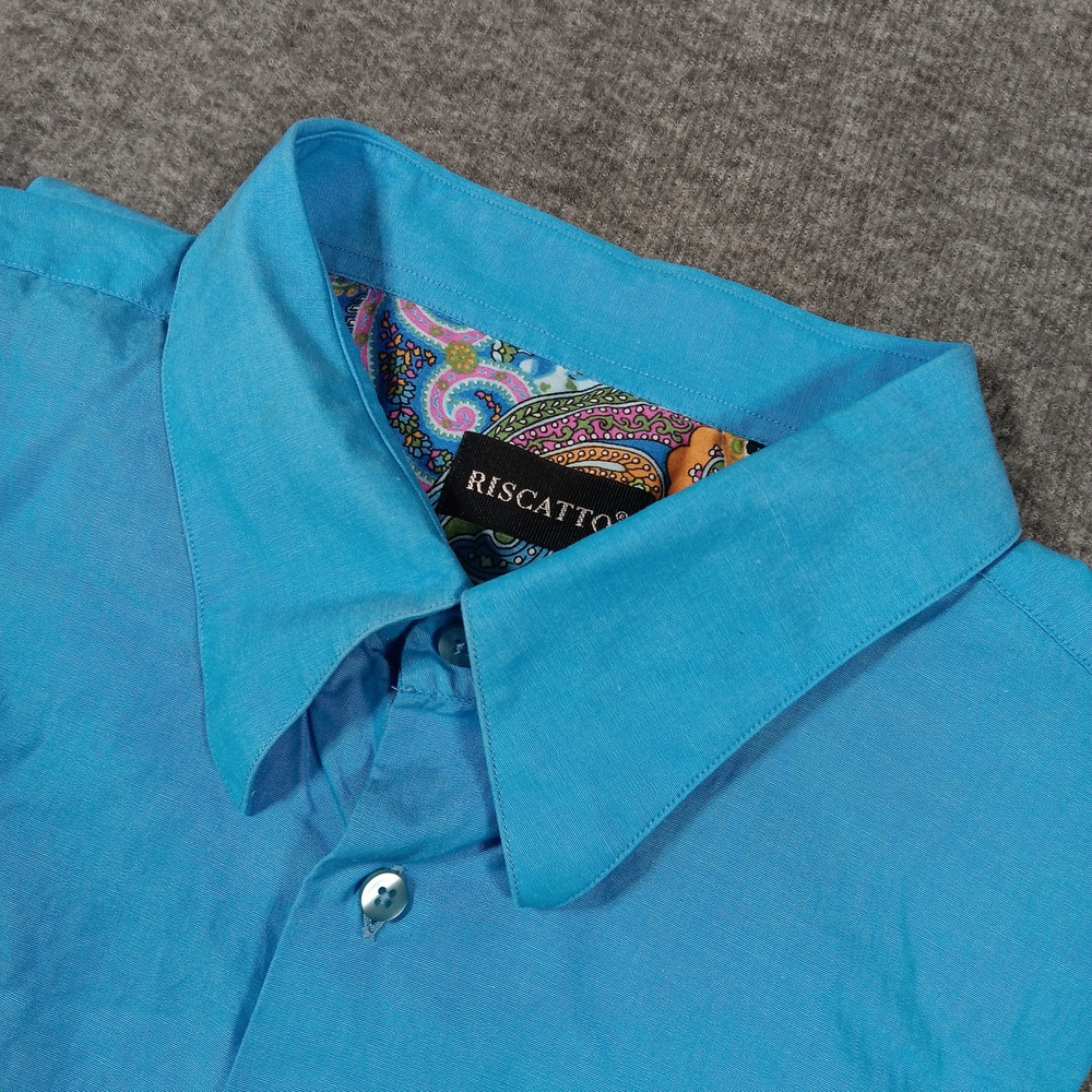 Riscatto Shirt Mens 2XL Short Sleeve Button Up Paisley Collar Pocket Romania